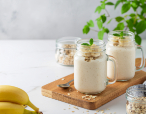 plátano, avena y yogur para aliviar el ardor de estómago
